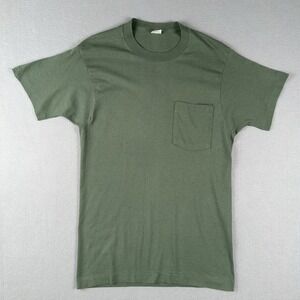 Vintage Fruit Of The Loom Pocket T Shirt Men's M Green Short Sleeve 80s 90s NWOT